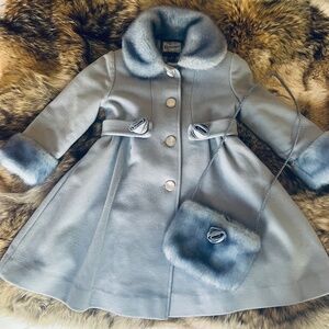 Stunning Baby Blue Rothschild Girl’s Winter Coat with Purse Size 4